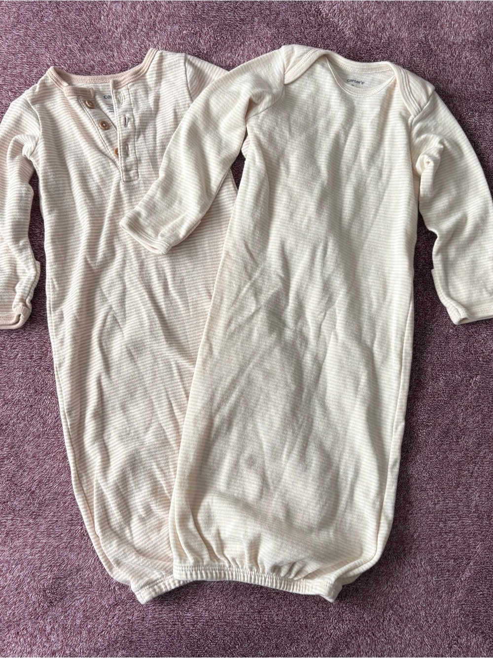 Carter's Cream And Striped Long-Sleeve Sleep Gown Duo